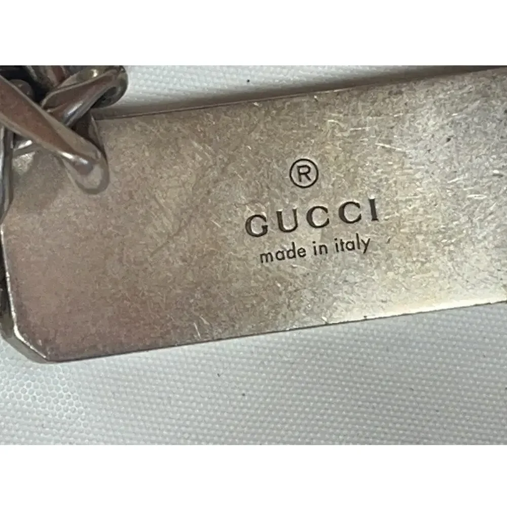 Gucci Sterling Silver 925 GG Bee Engraved Chain ID Bracelet Size 16 Italy